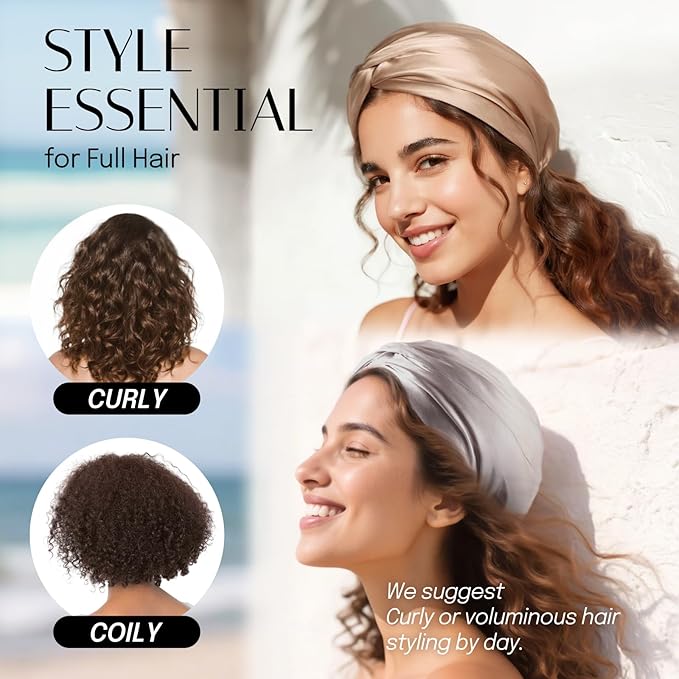 OLESILK Silk Bonnet for Sleeping Women: 100% Mulberry 22 Momme Silk, Adjustable Fit for Night Hair Care, No Frizz for Curls, Camel