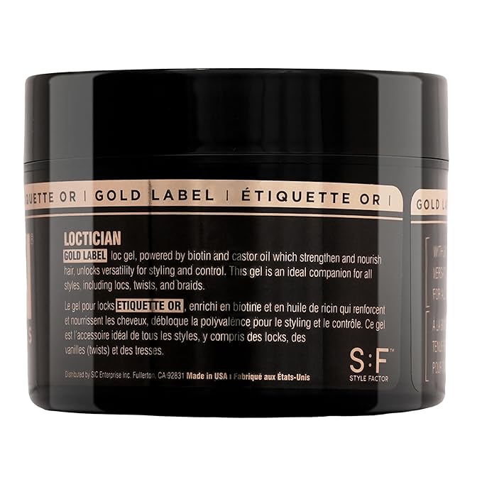Style Factor Loctician Gold Label Premium Pomade with Biotin & Castor Oils – Strong Hold, Expert Styling Gel for Locs, Twists, Braids for All Hair Types 5 oz