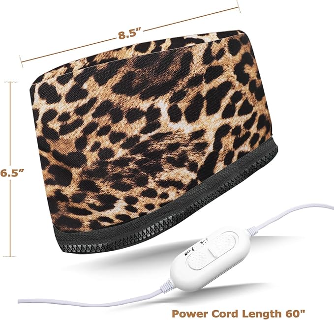 VICARKO Hair Steamer Thermal Heat Cap Deep Conditioning Natural Black Hair Scalp Treatment Spa Hot Head Care Electric for Home Use Animal Print