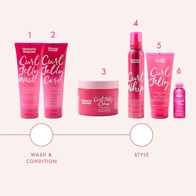 Umberto Giannini Curl Jelly Dream Duo - Curl Scrunching Jelly & Creme - Curl Cream & Gel for Defined, Healthy, Bouncy Curls, Coils & Waves