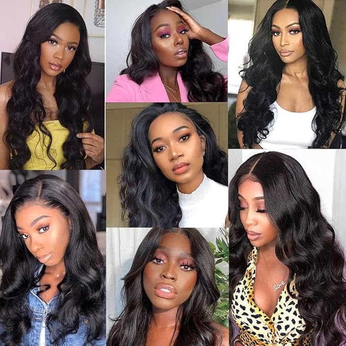 YISEA Body Wave Bundles with Lace Frontal (14 16 18+12 Frontal) Human Hair 3 Bundles with 13x4 Lace Closure Frontal 100% Unprocessed Braziian Virgin Human Hair