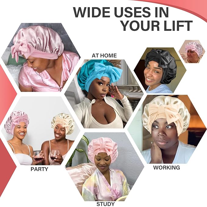 Silk Bonnet for Women 100% Mulberry Silk Sleep Cap 22 Momme Double Layer Hair Wrap for Curly Short Long Hair