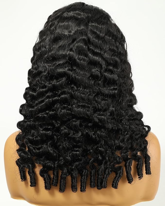 BEEOS Burmese Curly Half Wig with Spiral Curls End, 100% Human Hair Drawstring No Glue Half Wigs 180% Density, Invisible Track Seamless Flip 18 Inch