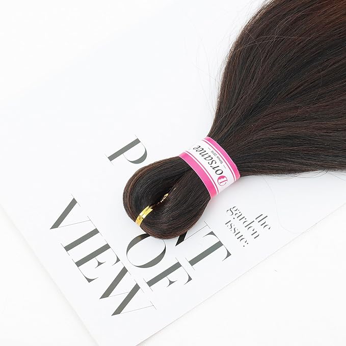 Dorsanee Braiding Hair Pre Stretched 14 Inch 8 Packs Ombre Brown Braiding Hair Extensions for Crochet Box Braids Twists Locs Hair Soft Yaki Texture Hot Water Setting (14inch,#1B/30)