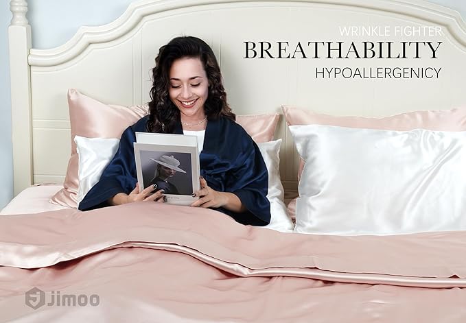 100% Mulberry Silk Pillowcase for Hair and Skin, 22 Momme Pure Natural Silk Pillow Case Both Sided with Zipper, Pillow Cover for Women Mom Men (Light Pink, Standard 20''×26'', 1 Pack)