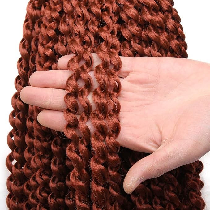 Leeven 7 Packs Copper Red Passion Twist Hair 12 Inch Water Wave Crochet Braids Hair for Distressed Butterfly Locs 350 Color Synthetic Hot Water Setting Passion Twists Hair Extensions