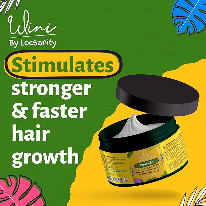 Wini by Locsanity Pomade for Loose Natural Hair - Alma, Moringa, Tamanu, Flax Seed, Ginseng, Baobab, 4 OZ