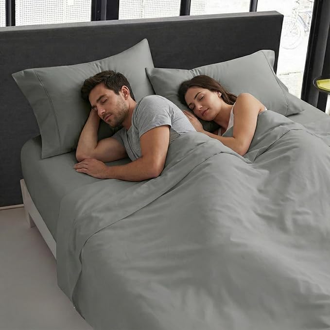 Beckham Hotel Collection 100% Cotton Pillow Cases Standard/Queen Size Set of 2, 500TC, Luxury Sateen Pillowcases, Open End, Breathable, Moisture-Wicking, Dark Gray