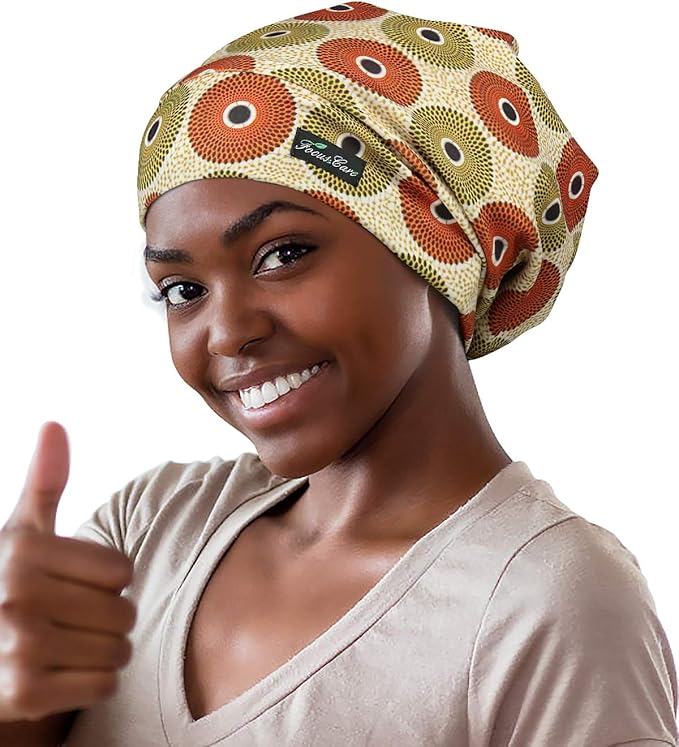 Adjustable Satin Lined Sleep Cap for Dreadlocks Curly Hair Large Head-Stay On Overnight