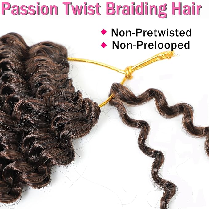 Passion Twist Hair 10 Inch 5 Packs Water Wave Crochet Hair Black Wrap Braiding Hair For Passion Twist Crochet Hair/Butterfly Locs/Spring Twist Crochet Braids Boho Hair Extension (10 Inch, T1B/30#)