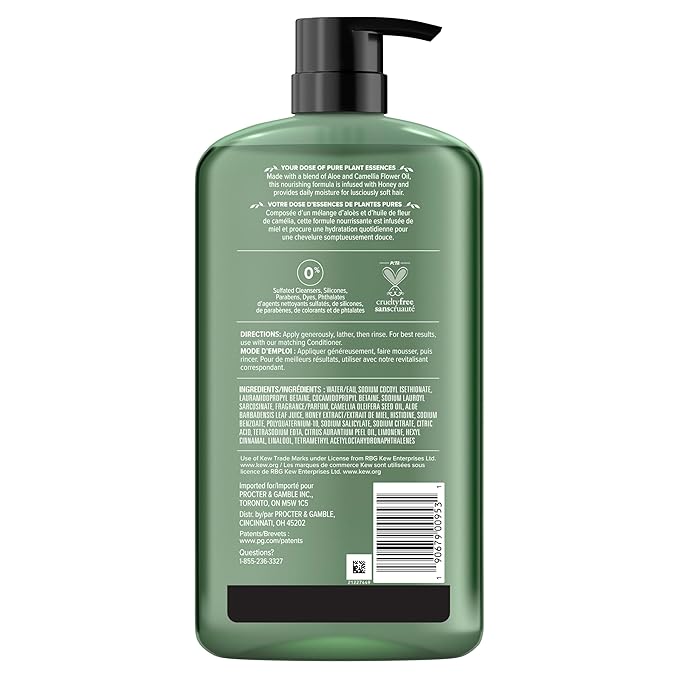 Herbal Essences Sulfate Free Shampoo with Honey for Daily Moisture, Nourishes Dry Hair, Moisturizing Shampoo with Certified Camellia Oil and Aloe Vera, Lightweight For All Hair Types, 33.8oz