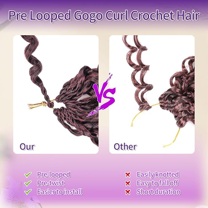 Gogo Curl Crochet Hair Protein Fiber Close to Human Hair 7 Packs Pre looped Water Wave Crochet Hair Deep Twist Synthetic Braiding Hair for Women (TBUG, 12Inch)