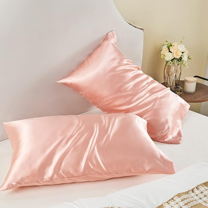 BEDELITE Satin Pillowcase for Hair and Skin, Super Soft and Cooling Similar to Silk Pillow Cases 2 Pack with Envelope Closure, Gift for Women Men(20"x40" King Size, Coral)