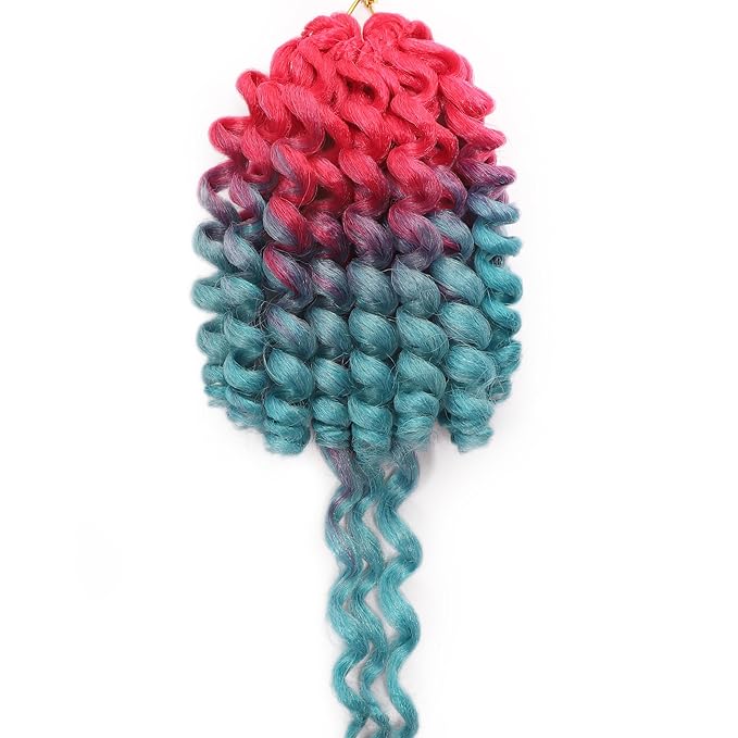 Red Blue Short Jamaican Bounce Crochet Hair 3 Packs 2X Ringlet Wand Curl Crochet Hair 8 Inch Curly Crochet Hair Extensions Curly Crochet Braiding Hair 60 Roots