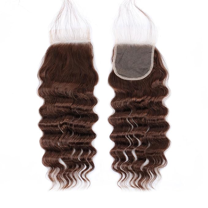 Brown Bundles with Closure Human Hair Loose Wave Human Hair Bundles with Closure (24 26 28+22)12A Brazilian Virgin Hair Light Brown Loose Deep Wave 3 Bundles with 4x4 Closure 4# Color