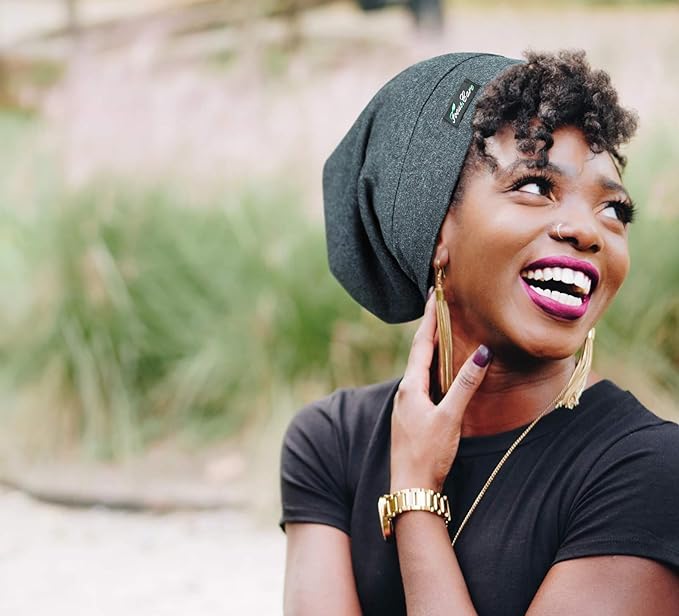 Adjustable Satin Lined Sleep Cap for Dreadlocks Curly Hair Large Head-Stay On Overnight