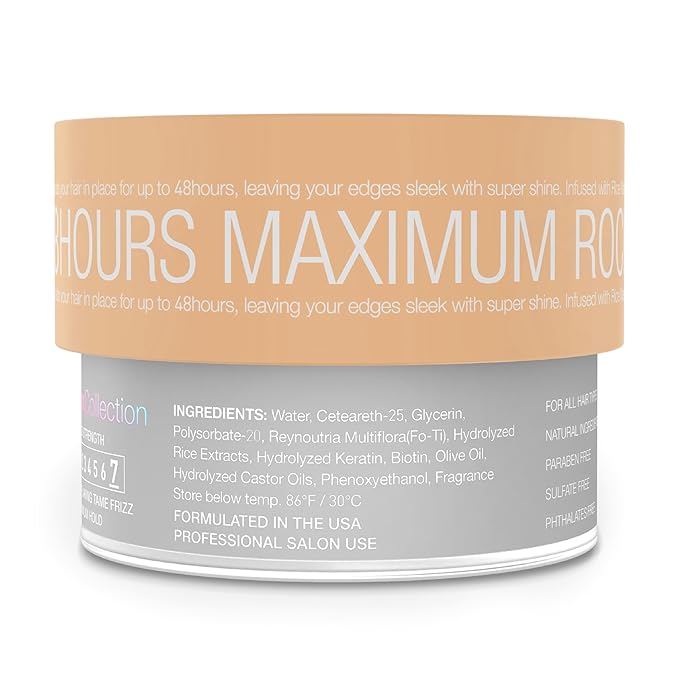 Edge Lux Edge Control Gel with Castor Oil, Keratin, Biotin, and Olive Oil - 48 Hour Maximum Hold, Non-Flaking, Non-Greasy, Scented, Conditioning Styling Gel for All Hair Types