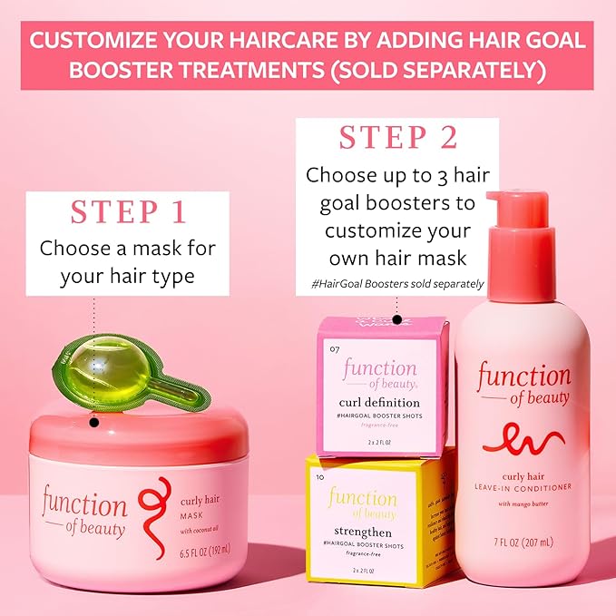 Function of Beauty Hair Mask for Curly Hair - Sulfate-Free Deep Conditioning Hair Mask for Smooth Natural Curls & Bounce - Hydrating & Moisturizing with Coconut Oil - Dry & Dull Hair Care Products