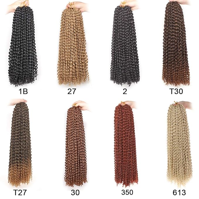 Leeven 2 Packs 24 Inch Passion Twist Hair Long Bohemian Water Wave Crochet Hair for Butterfly Locs Braiding Hair Brown Curly Synthetic Passion Twists Hair Goddess Locs Hair Extensions 30#