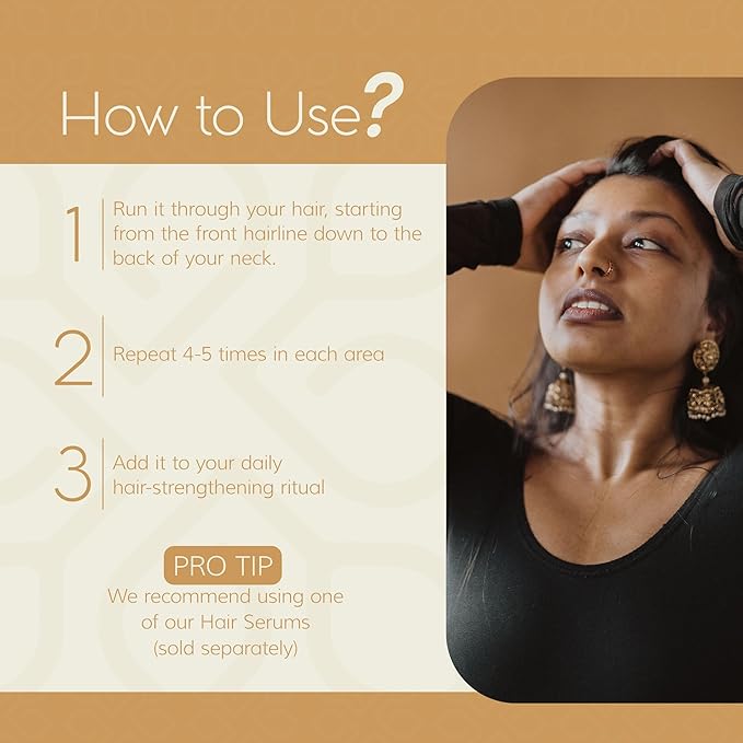 LUVIH The Crown Kansa Comb - Relaxing Scalp Massager for Detangling and Promoting Hair Growth, Travel-friendly Hair Styling Tool for Men & Women