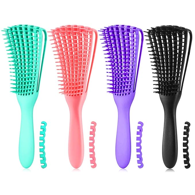 Detangling Hair Brush for Afro America/African Hair Textured 3a to 4c, Knots Detangler Scalp Massage Comb for Women (3 pcs, Purple)