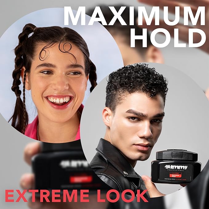 Gummy Professional Hair Gel for Men and Women – Strong Hold Styling Gel for Slick Back Looks, Curls, Braids, Twists, and Edge Control – Clear Gel for Shine, Neat Styles, and Conditioning – 700ml