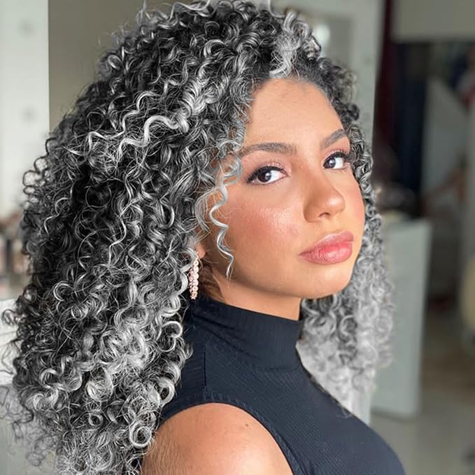 7 Packs Gogo Curl Grey Crochet Hair for Women 12 Inch Pre-Twisted Curly Crochet Hair Pre Looped Deep Ocean Water Wave Beach Curl Crochet Braids Synthetic Braiding Hair Extensions (12 Inch, 1B/Gray)