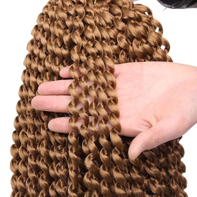 Leeven 12 Inch Blonde Short Water Wave Passion Twist Crochet Braiding Hair 2 Packs Synthetic Hot Water Setting Twist Hair Extensions for Distressed Butterfly Locs Pre looped Passion Braids Hair 27#