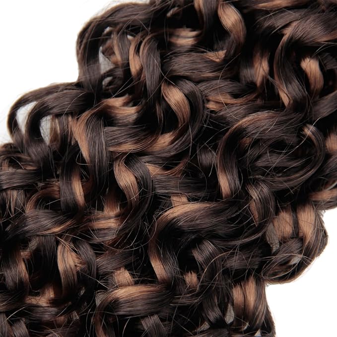 YXCHERISHAIR Curly Crochet Hair GoGo Curl Crochet hair for Women 8Packs Deep Wave Braiding hair,Synthetic Bohemian Crochet Braid Water Wave Crochet hair Extensions(P4/27, 18Inch)