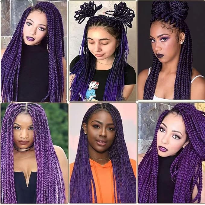 AQINBEL Braiding Hair 26 Inches 8 Bundles/Packs Crochet Twist Pre Stretched Braiding Hair for Braids Yaki Straight Texture Braiding Hair Extensions for Women(Dark Purple)