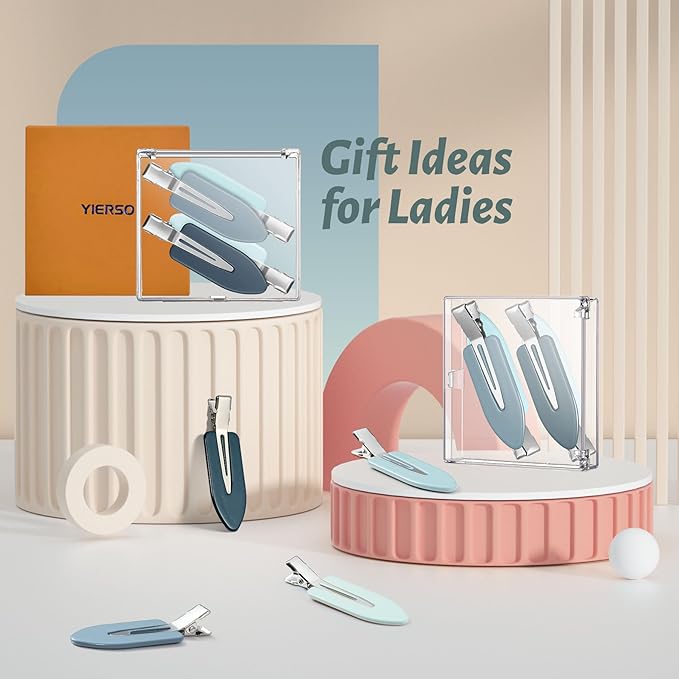 No Bend, No Crease Duckbill Clips for Salon Hairstyling and Makeup - 8 Pcs Flat Alligator Hair Barrettes for Women and Girls (Blue)