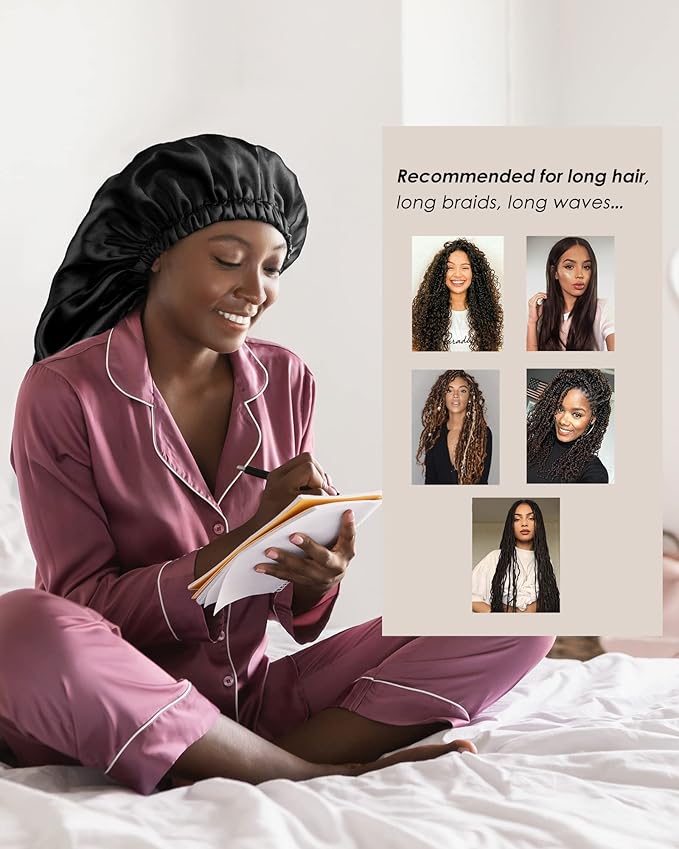 YANIBEST Long Bonnet Braid Bonnet for Sleeping Adjustable Satin Silk Bonnet for Braids Sleep Bonnet for Women Locs