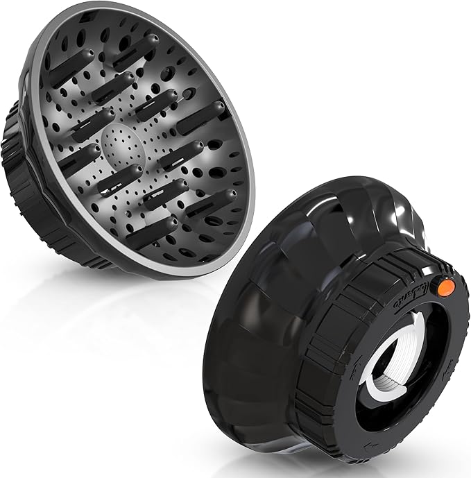 Universal Hair Diffuser for Blow Dryer - Fits All 1.4-2.4 inch Dryers, Professional Ionic Diffuser Attachment for Curly/Wavy Hair, Reduces Frizz & Enhance Curls, Lightweight, Travel-Friendly (Black)