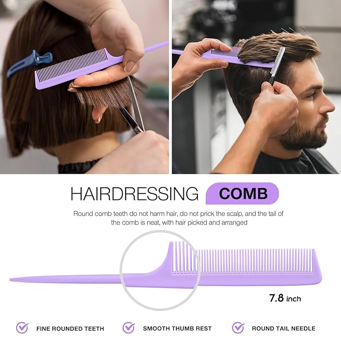 Hommtina Detangling Brush 4 Pack Curly Hair Brush Getting Shine and Makes Hair Smooth, Detangler Boar Bristle Hair Brush for Adult & Kids Wet or Dry Hair (4 PCS, Purple)