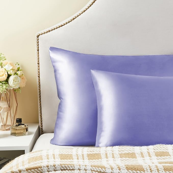 BEDELITE Satin Body Pillow Cover 2 Pack, Super Soft and Cooling Body Pillow Pillowcase for Hair and Skin, Breathable Silky Full Long Pillowcase Cover(20"x54", Lilac)