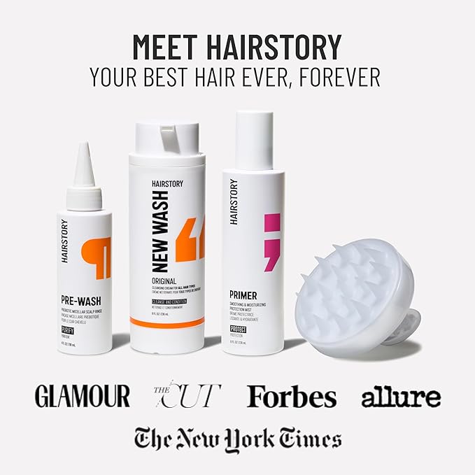 Hairstory New Wash Original Refill, Cleansing Cream for All Hair Types, Detergent Free Shampoo & Conditioner Alternative, Promotes Scalp Health, 20oz