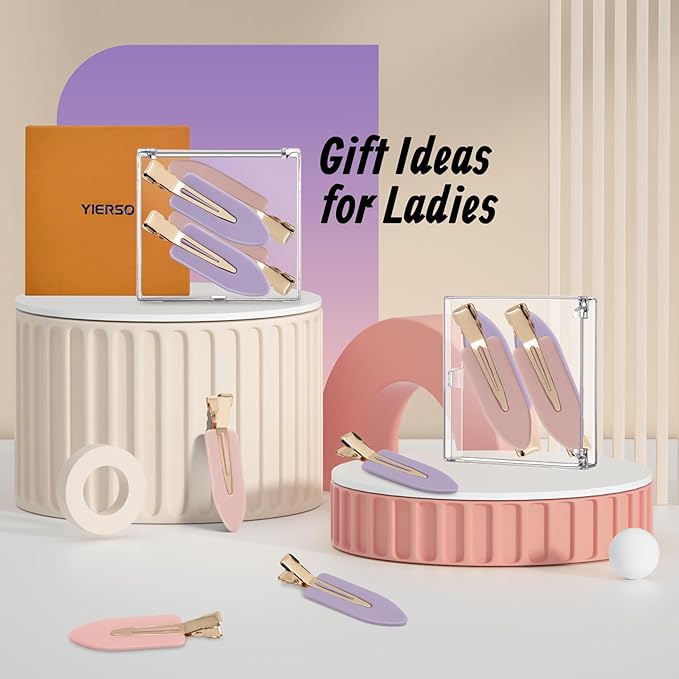 8 Pcs No Bend Hair Clips No Crease Duckbill Barrettes for Salon Hairstyle Women Girls - Flat Creaseless Alligator Hair Clips (Pink+Purple)