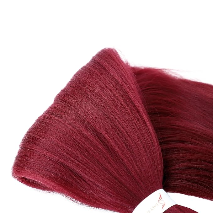 Dorsanee Burgundy Braiding Hair Pre Stretched 24 Inch 3 Packs Braiding Hair Extensions for Box Braids Twists Locs Hair Soft Yaki Texture Hot Water Setting (#Burgundy)