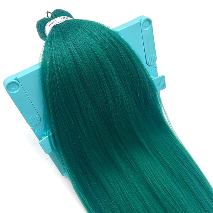 Pre Stretched Braiding Hair Green Kanekalo Teal Braiding Hair Pre Stretched Colored Hair Extensions for Braiding Box Braids Hair Knotless Prestretched Braiding Hair 26 inch
