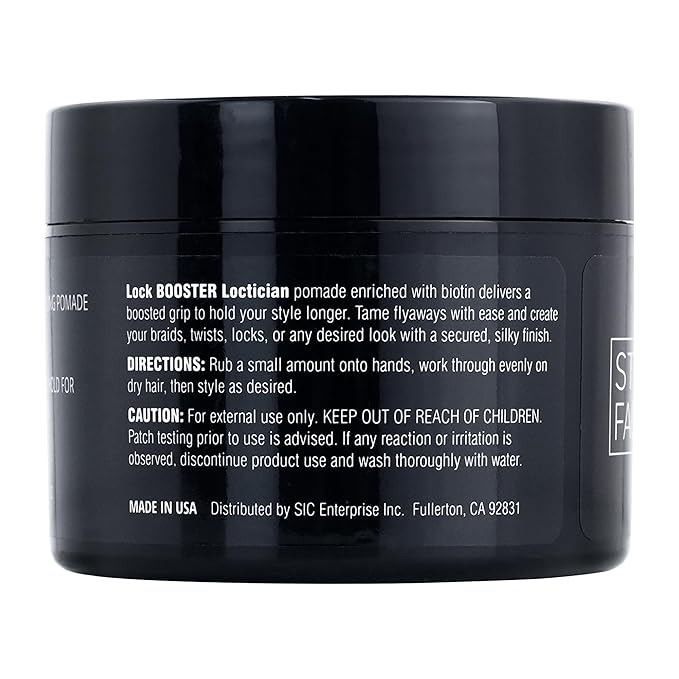 Style Factor Loctician Silver Premium Pomade with Biotin – Max Hold, Expert Styling Gel for Locs, Twists, Braids – for All Hair Types 5 oz