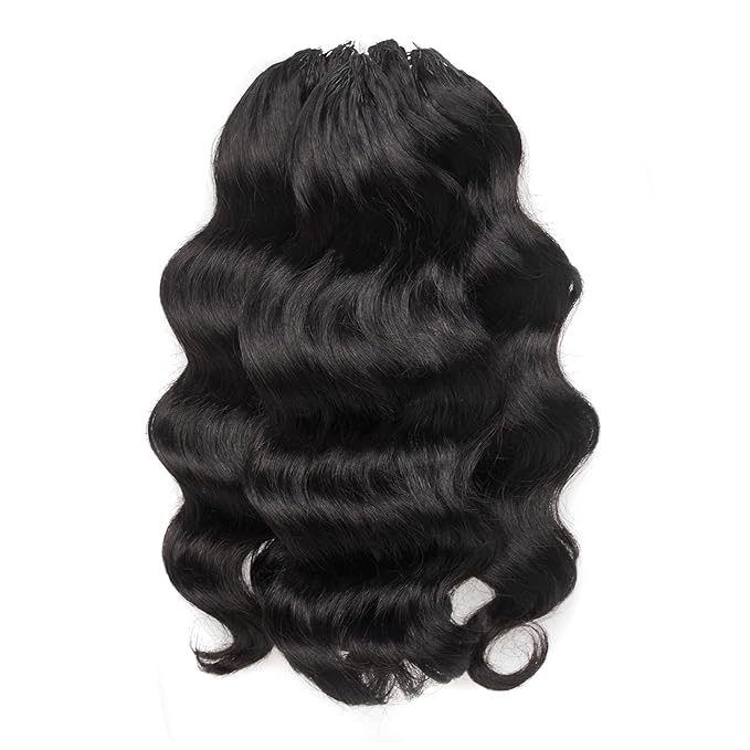 ToyoTress Feather Crochet Human Hair - 12 Inch 250G Ocean Wave Crochet Human Hair For Black Women Natural Color Invisible Knotless Water Deep Braiding Hair (12 Inch, 1B-250G)