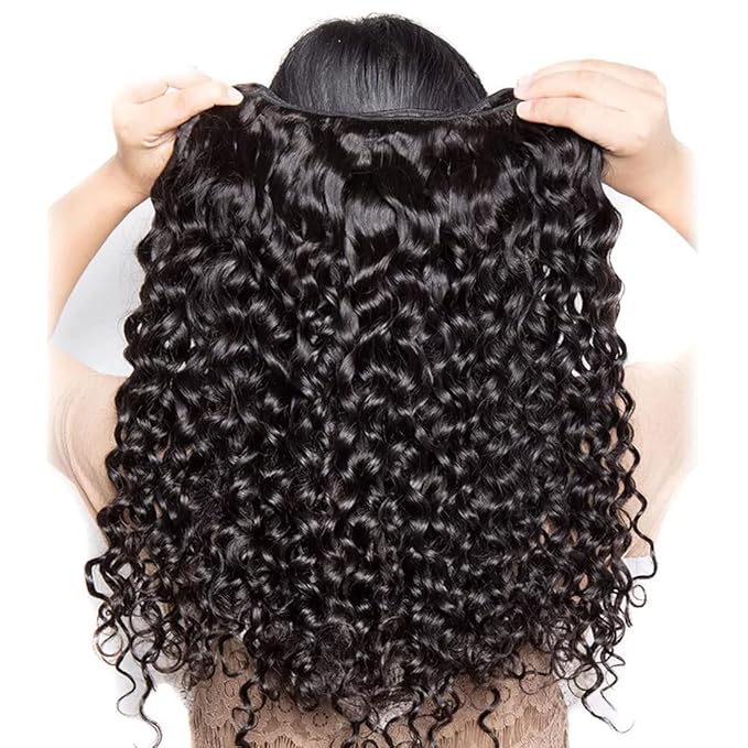 Water Wave Human Hair Bundles 100% Unprocessed Brazilian Virgin Hair(24 26 28 Inch)12A Grade Water Curly Human Hair Bundles Hair Weft for Black Women Natural Color