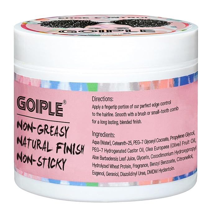 Goiple Edge Control Wax for Women Strong Hold Non-greasy Edge Smoother Strawberry Scent (4oz Edge Control + 0.7oz Travel Szie Edge Control Wax + Edge Brushes*2+Tie Band*2)