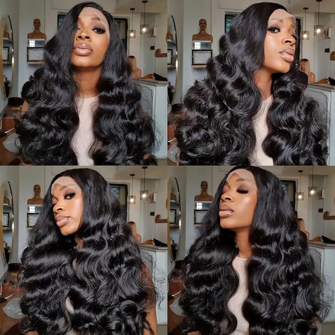 Brazilian Virgin 22 Inch 360 Body Wave Lace Front Wigs - Pre Plucked With Baby Hair, HD Transparent Full Lace