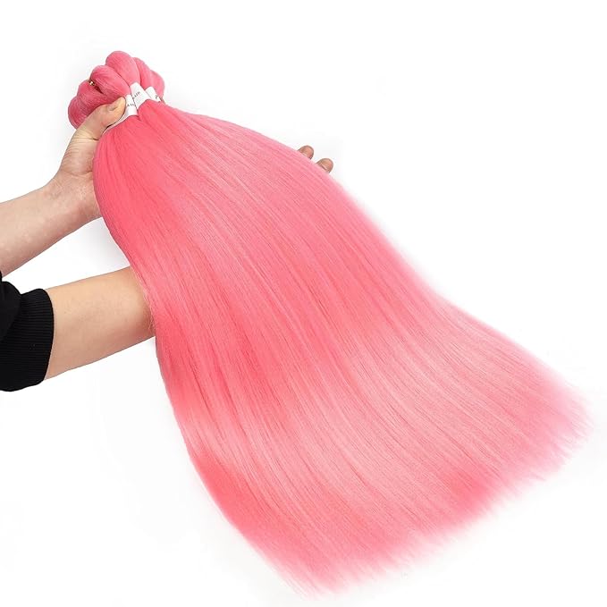 Kids Braiding Hair 14 Inch Pink 6 Packs short braid Hair Extensions Professional Synthetic Braid Hair Crochet Braids, Soft Yaki Texture, Hot Water Setting (14Inch,Pink#).