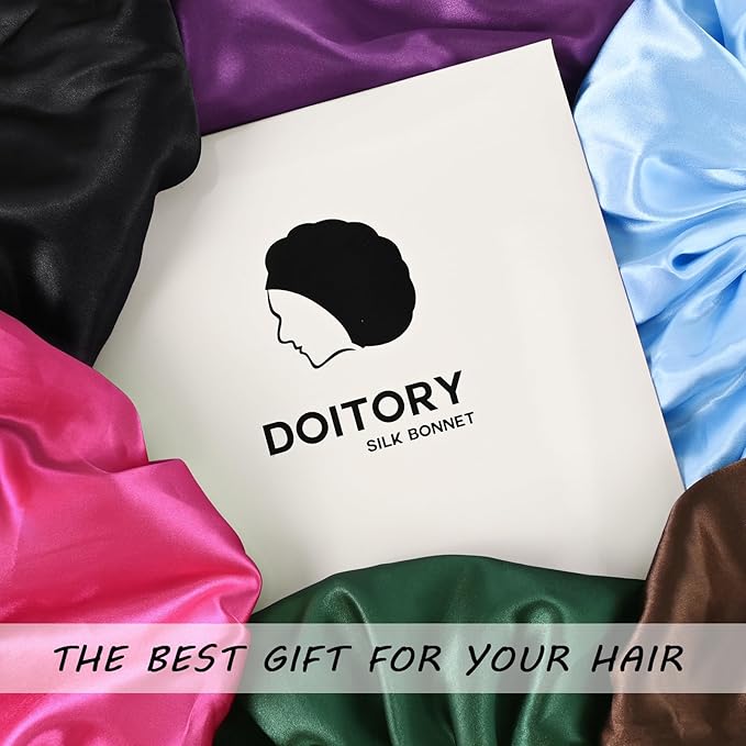 Satin Silk Bonnet for Sleeping, Double Layer Silk Sleep Cap for Men & Women, Soft Satin Lined Bonnet for Curly Hair