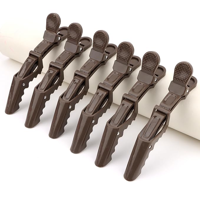 24 Pack Alligator Hair Clips, Professional Clips for Hair Sectioning, Hair Styling Accessories for Women Men Girls Teens,Dark Brown