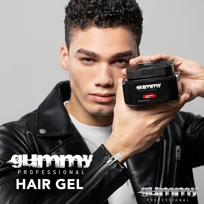 Gummy Professional Hair Gel for Men and Women – Strong Hold Styling Gel for Slick Back, Curls, Braids, Twists & Edge Control – Clear Gel for Shine, Conditioning, and Neat, Lasting Hairstyles – 220 ml