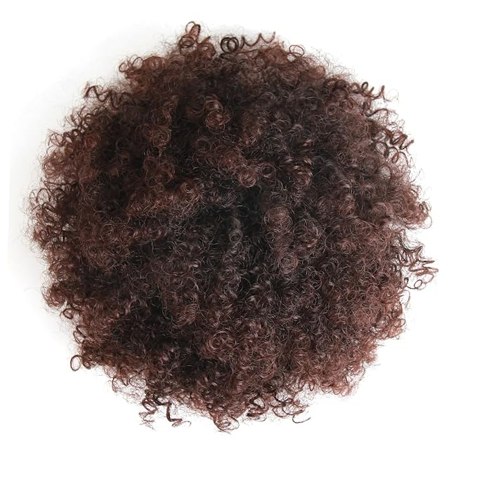 Afro Puff Drawstring Ponytail Extension for Black Women Short Afro Curly Ponytail Extension Clip On Kinky Drawstring Curly Ponytail Bun (T1B/33#)