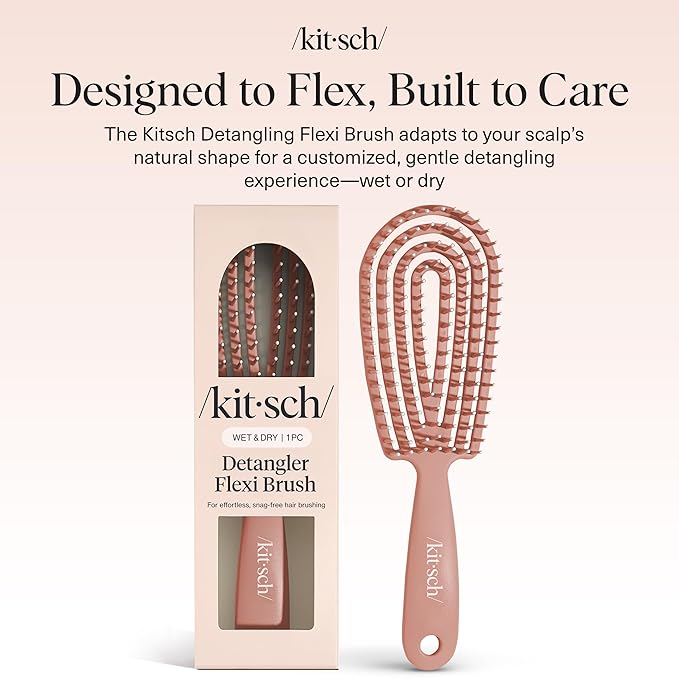 Kitsch Detangler Brush – Flexible Curly Hair Brush for Women, Men & Kids | Detangling Hairbrush with Bendable Frame and Ultra-Smooth Bristles for Wet or Dry Strands - Terracotta